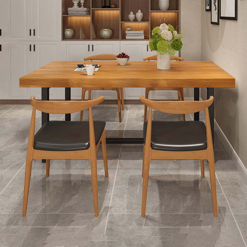 Industrial Brown Dining Table Indoor Rectangle Dinette Table with Metal Frame