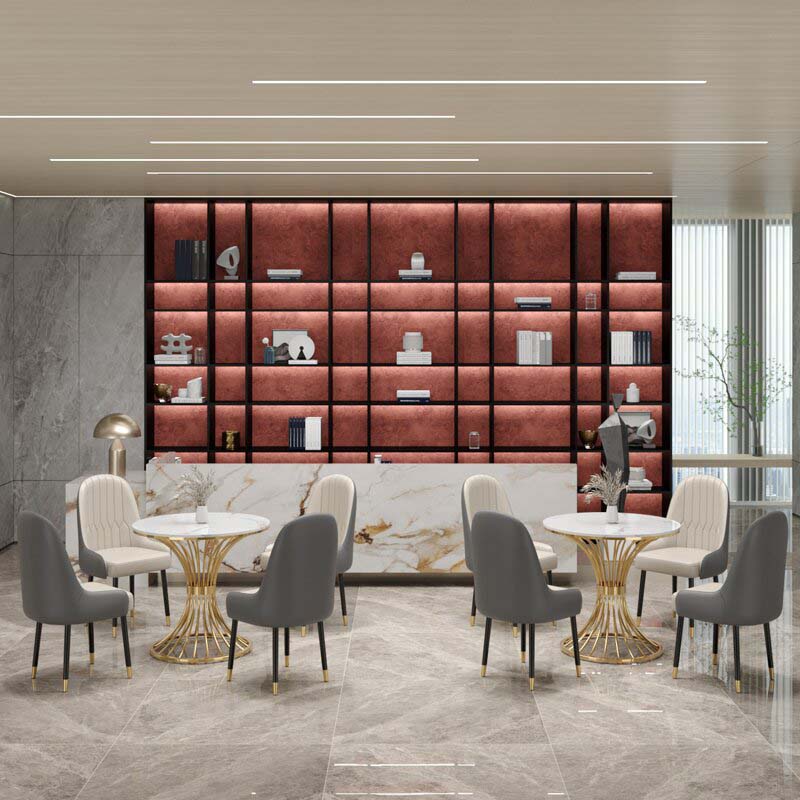 Modern Round Dining Table for Kitchen Dinette Table with Metal Base