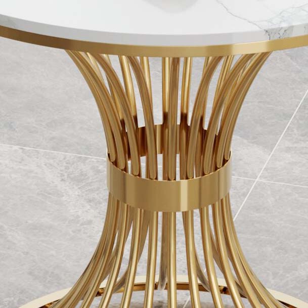 Modern Round Dining Table for Kitchen Dinette Table with Metal Base