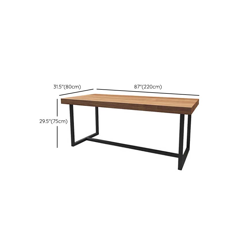 Brown Dinette Table with Metal Frame Industrial Solid Wood Top Dining Table