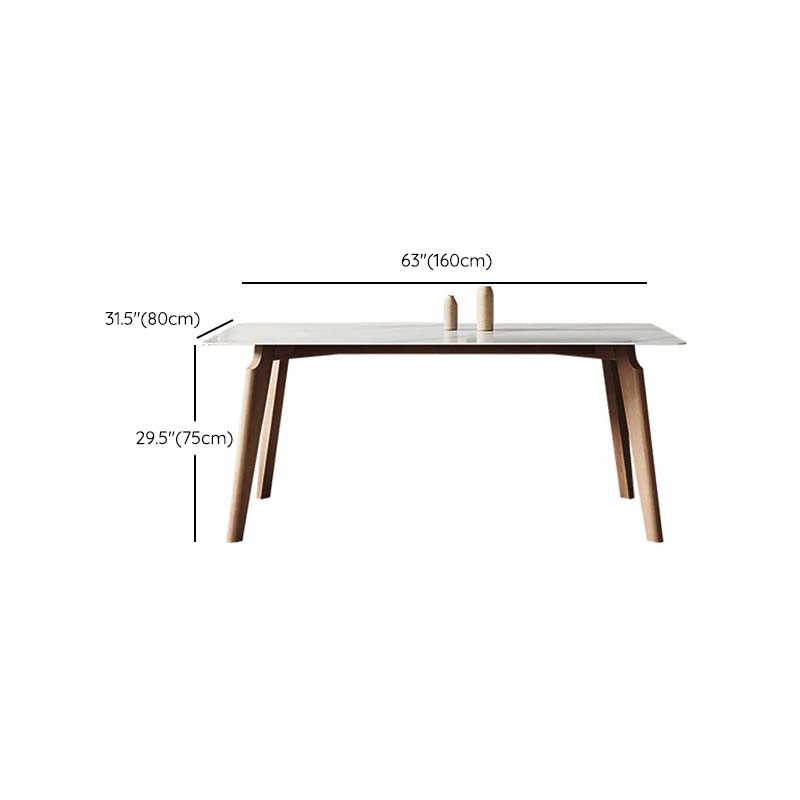 Modern Dining Sintered Stone Table Dining Rectangle Table with Wood Legs for Home
