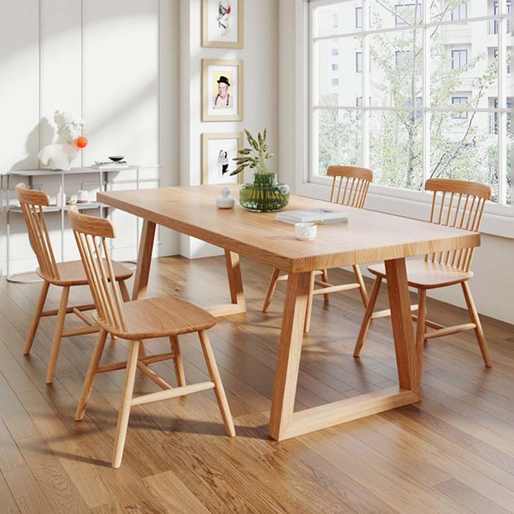 Modern Style Double Pedestal Table Pine Wood Table for Dining Room