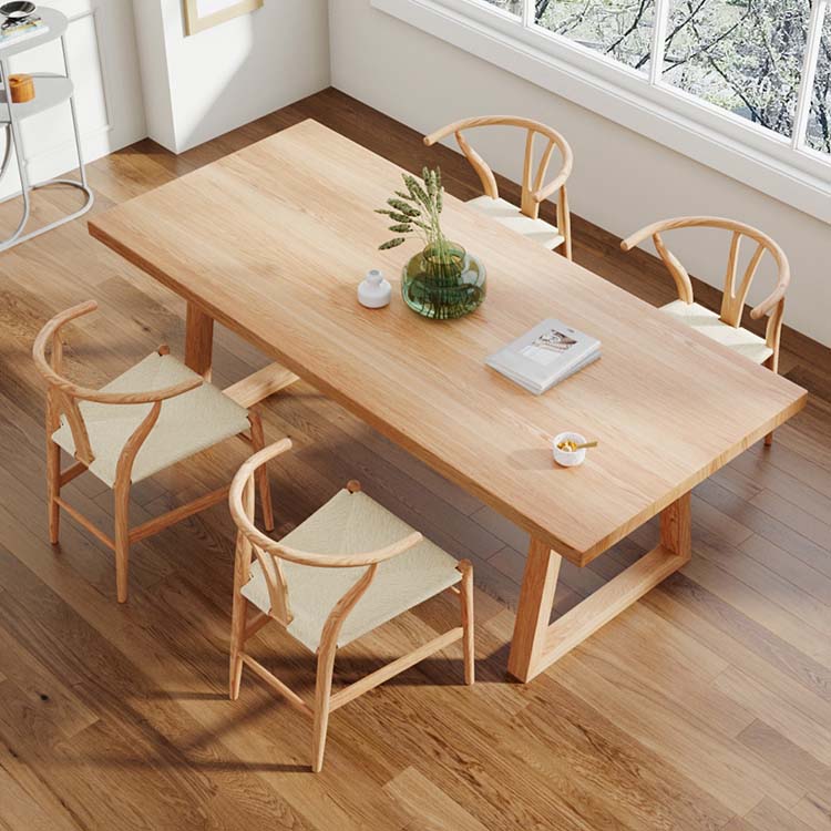 Modern Style Double Pedestal Table Pine Wood Table for Dining Room