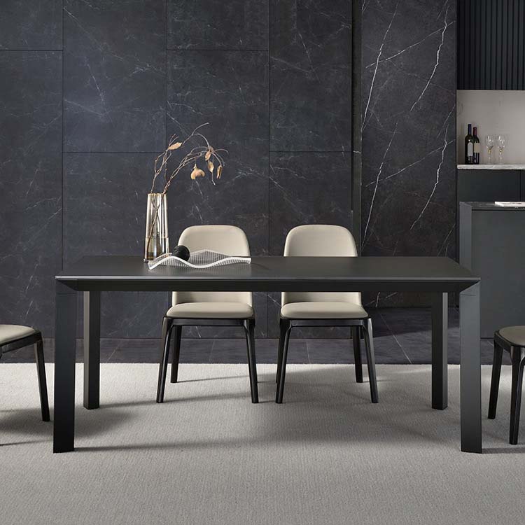 Industrial Dining Sintered Stone Table Dining Rectangle Table with Metal Legs for Home