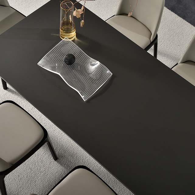Industrial Dining Sintered Stone Table Dining Rectangle Table with Metal Legs for Home