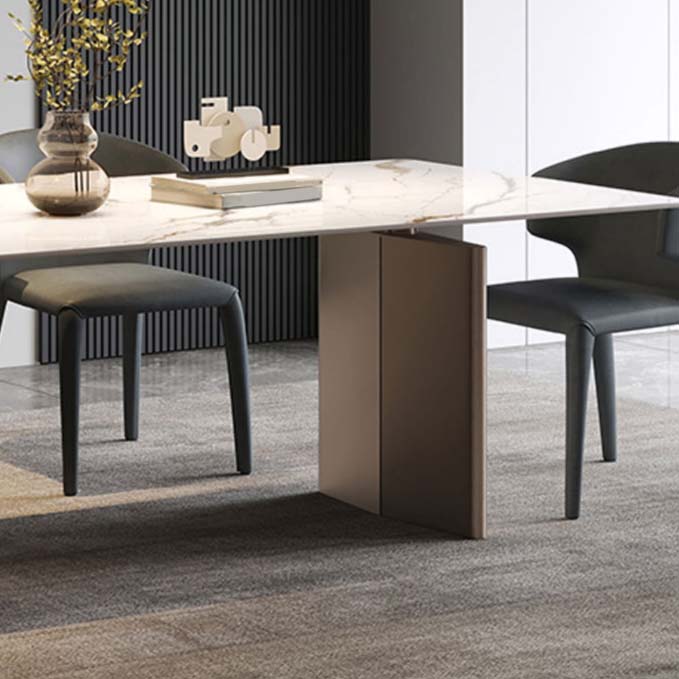Industrial Dining Sintered Stone Table Dining Rectangle Table with Metal Legs