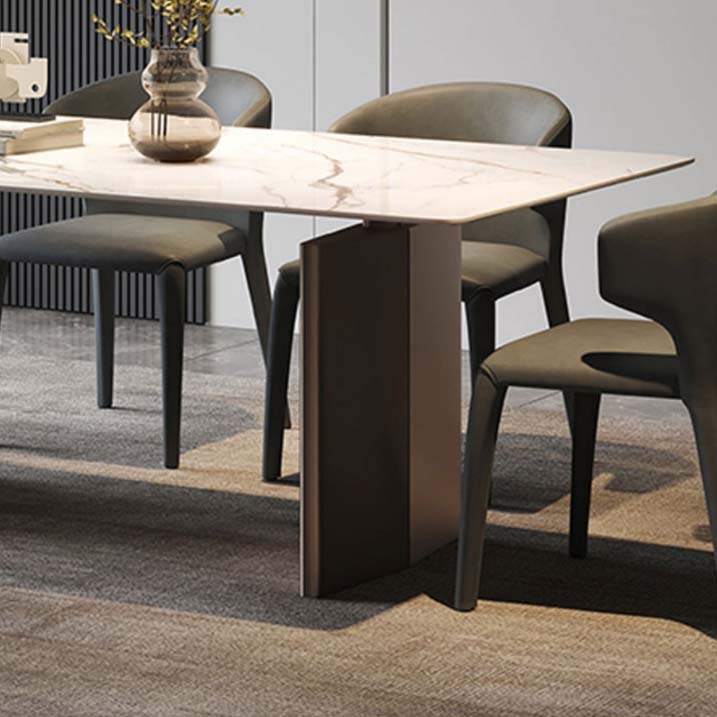 Industrial Dining Sintered Stone Table Dining Rectangle Table with Metal Legs