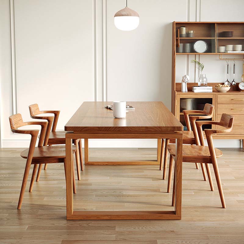 Modern Double Pedestal Dining Table Pine Wood Table for Dining Room