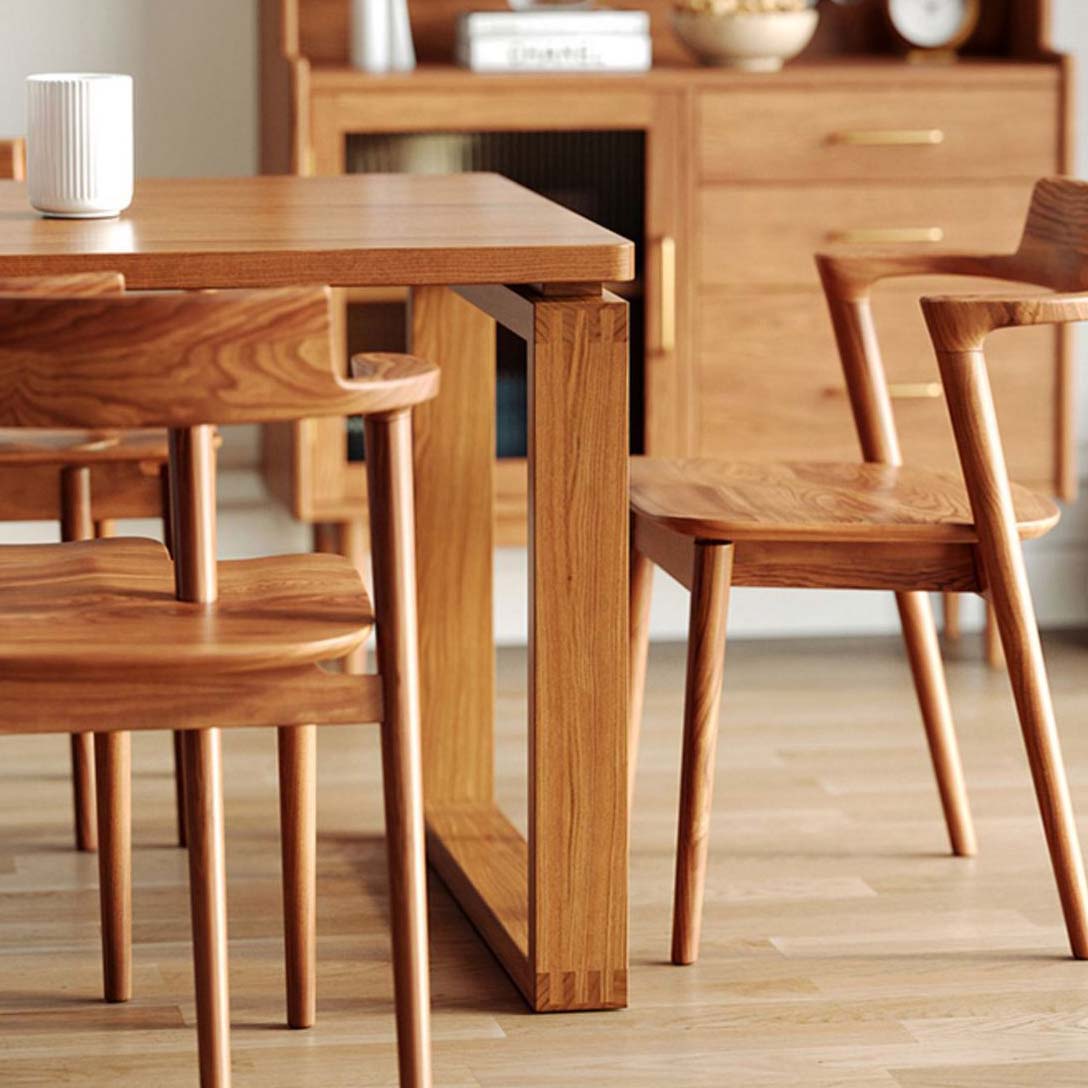 Modern Double Pedestal Dining Table Pine Wood Table for Dining Room