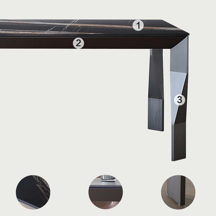 Industrial Dining Table Sintered Stone Rectangle Dining Table for Kitchen