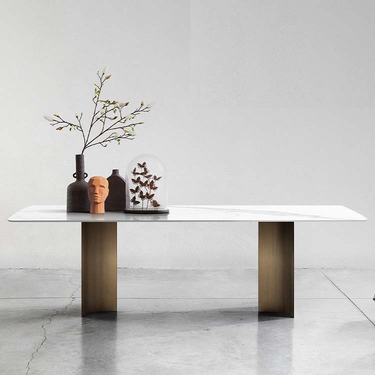 Industrial Style Sintered Stone Dining Table Rectangle Dining Table for Kitchen