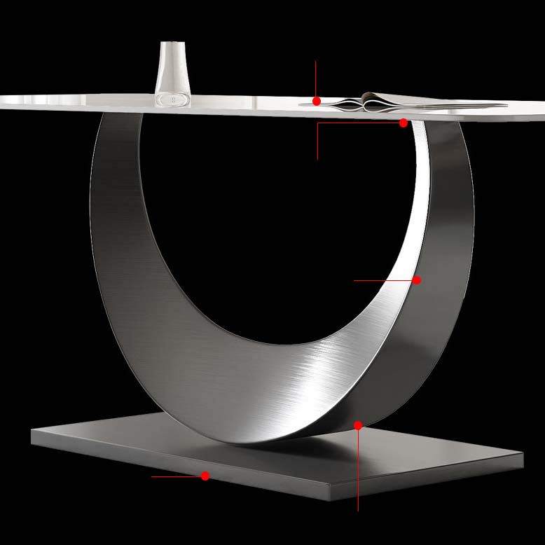 Glam Style Dining Sintered Stone Table Dining Rectangle Table with Metal Legs
