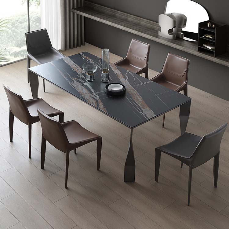 Industrial Style Dining Sintered Stone Table Dining Rectangle Table with Metal Legs