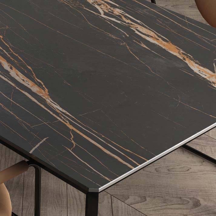 Industrial Style Dining Sintered Stone Table Dining Rectangle Table with Metal Legs