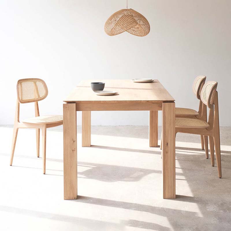 Modern 4 Legs Pedestal Dining Table Pine Wood Table for Dining Room