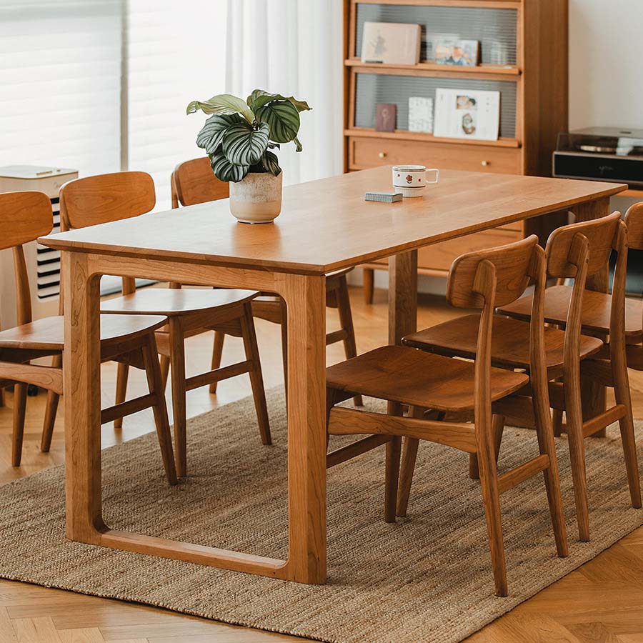 Modern Style Double Pedestal Dining Table Pine Wood Table for Dining Room