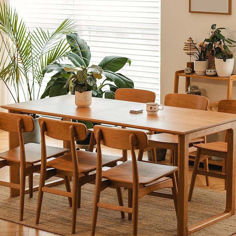 Modern Style Double Pedestal Dining Table Pine Wood Table for Dining Room
