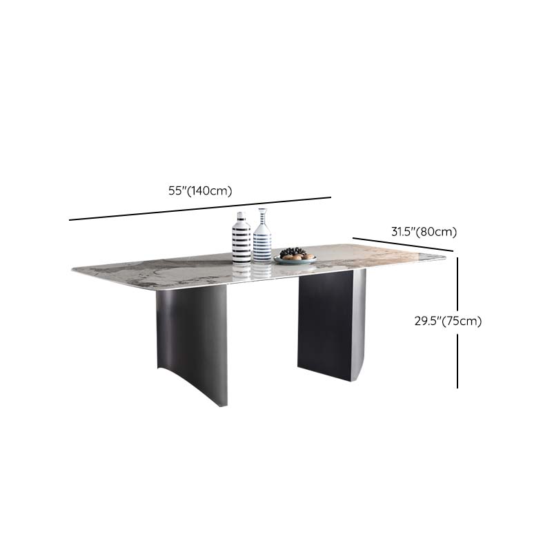 Industrial Dining Sintered Stone Table Dining Rectangle Table with Metal Legs for Kitchen