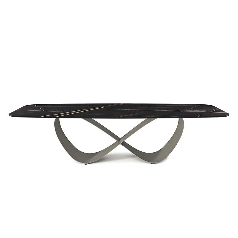 Industrial Sintered Stone Table Rectangle Table with Metal Legs for Kitchen