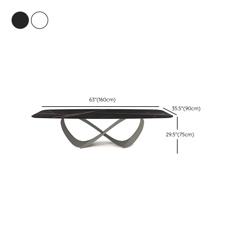Industrial Sintered Stone Table Rectangle Table with Metal Legs for Kitchen