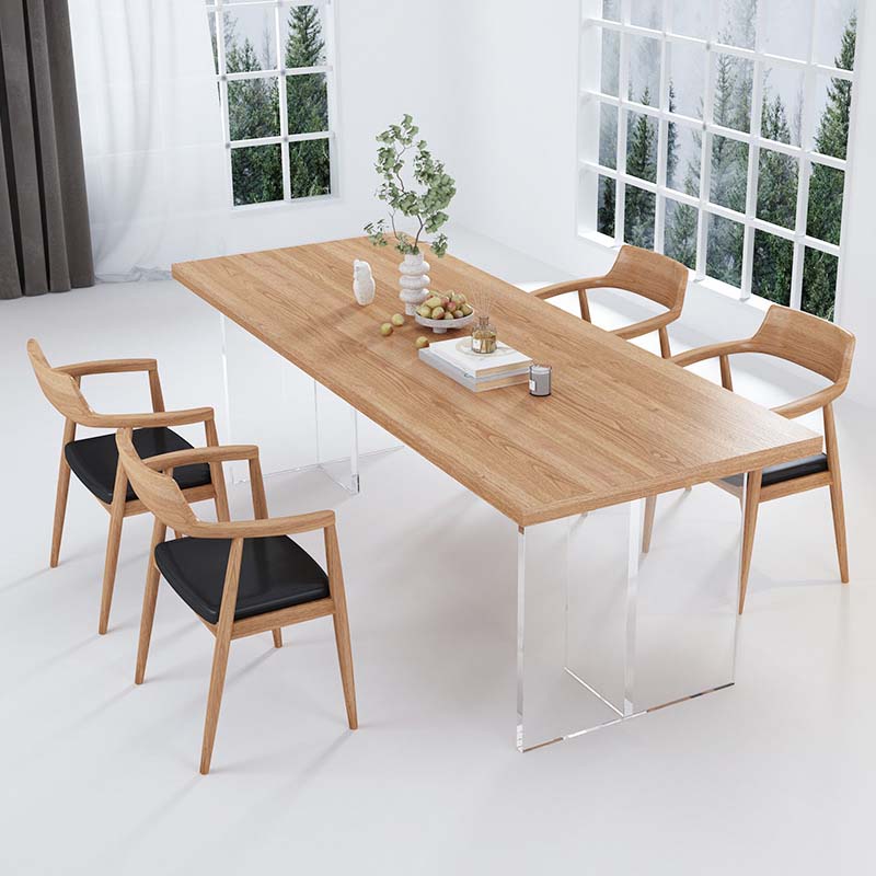 Modern Double Pedestal Dining Table Ash Wood Table for Dining Room