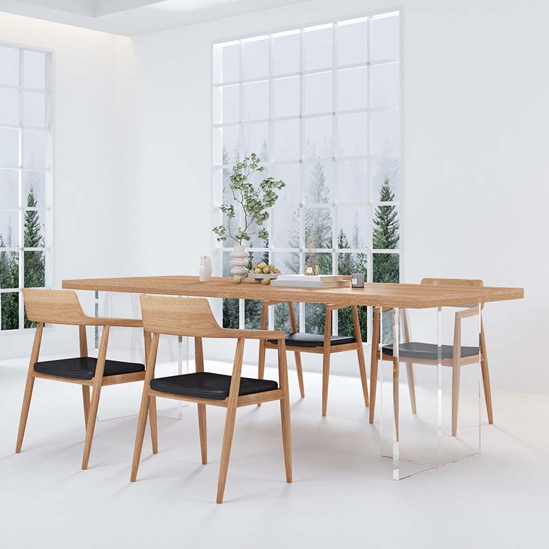 Modern Double Pedestal Dining Table Ash Wood Table for Dining Room