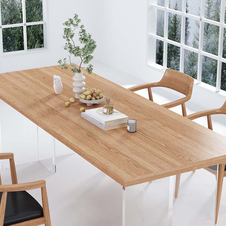 Modern Double Pedestal Dining Table Ash Wood Table for Dining Room