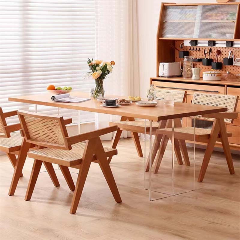 Modern Double Pedestal Dining Table Wood Table for Dining Room Kitchen