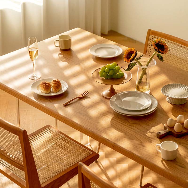 Modern Double Pedestal Dining Table Wood Table for Dining Room Kitchen