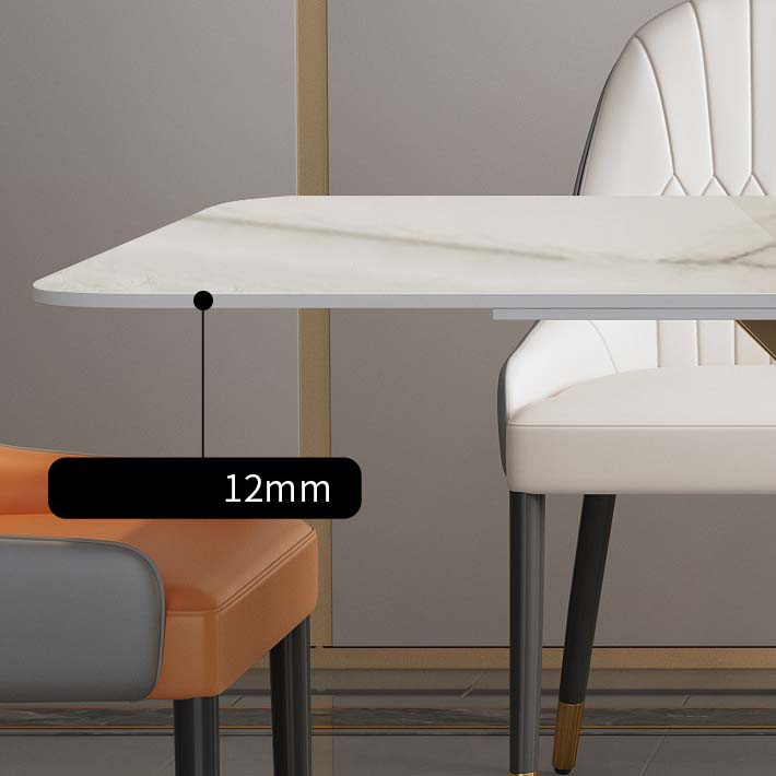 Glam Style Sintered Stone Table Rectangle Table with Metal Legs for Home
