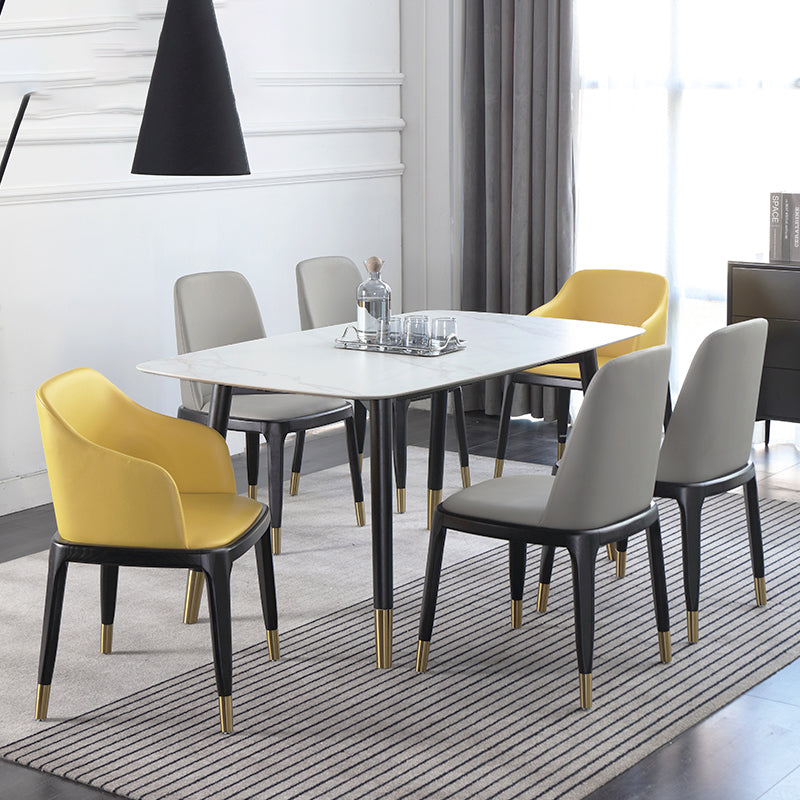 Mid-Century Rectangle Dining Table Stone Dining Table with 4 Legs