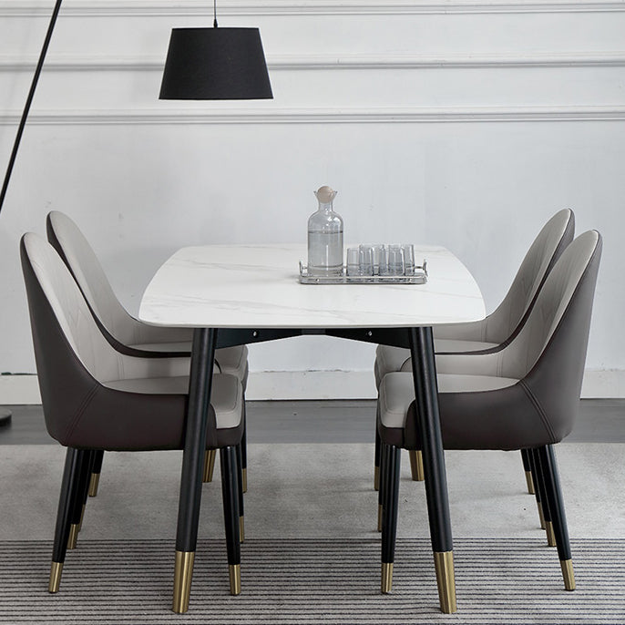 Mid-Century Rectangle Dining Table Stone Dining Table with 4 Legs