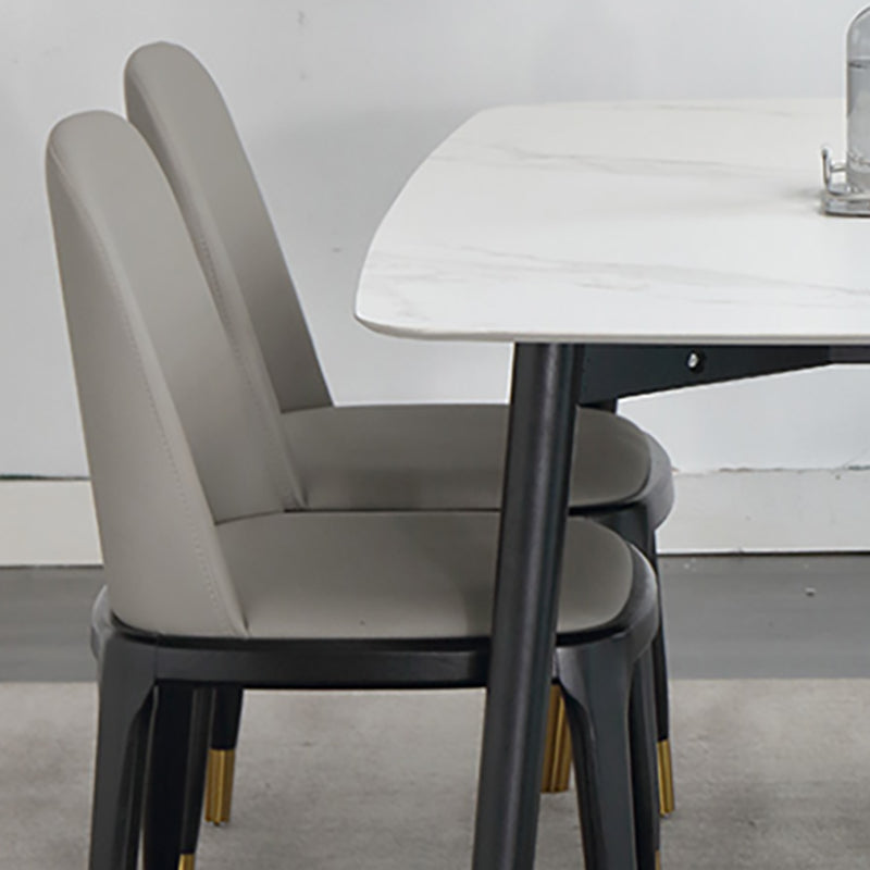 Mid-Century Rectangle Dining Table Stone Dining Table with 4 Legs
