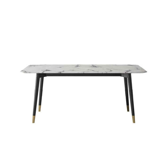 Mid-Century Rectangle Dining Table Stone Dining Table with 4 Legs