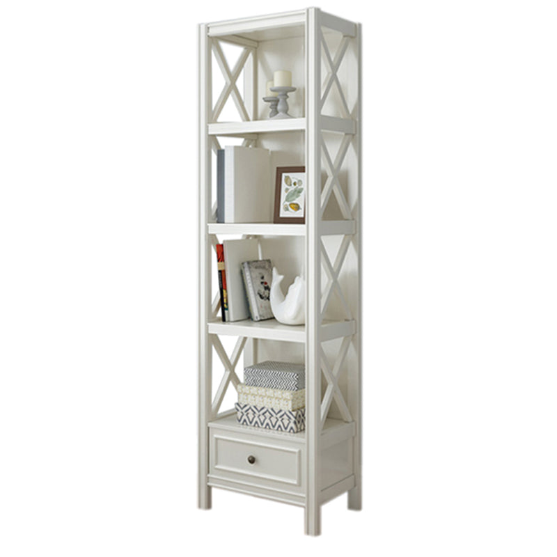 Standard Wooden Bookshelf Closed Back Contemporary Bookcase with Drawers
