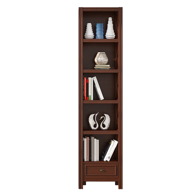 Standard Wooden Bookshelf Closed Back Contemporary Bookcase with Drawers