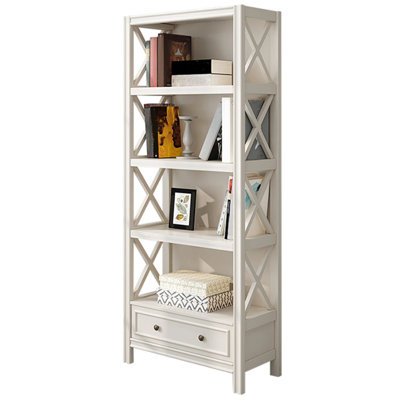 Standard Wooden Bookshelf Closed Back Contemporary Bookcase with Drawers