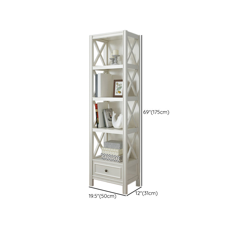 Standard Wooden Bookshelf Closed Back Contemporary Bookcase with Drawers