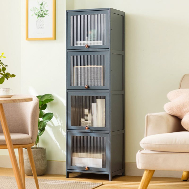 Bamboo Standard Bookcase Scandinavian Closed Back Bookshelf with Cabinets