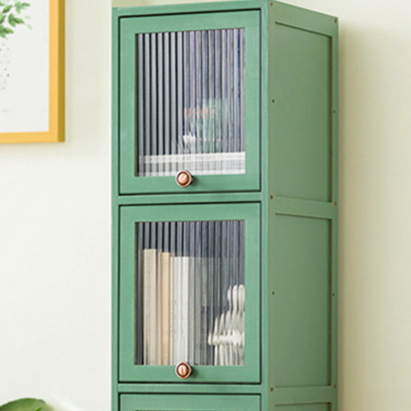 Bamboo Standard Bookcase Scandinavian Closed Back Bookshelf with Cabinets