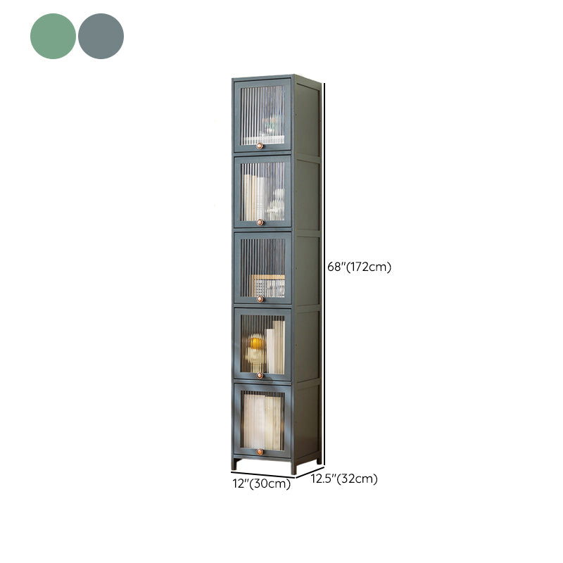 Bamboo Standard Bookcase Scandinavian Closed Back Bookshelf with Cabinets