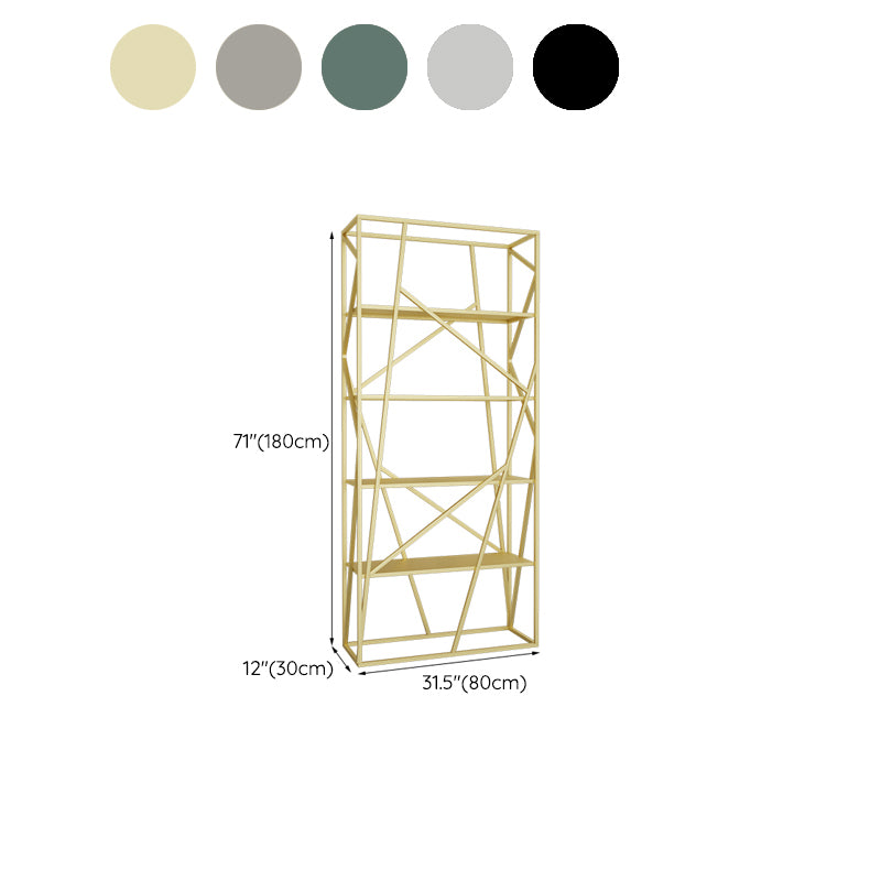 Metal Etagere Bookshelf Scandinavian Open Back Bookcase with Shelves