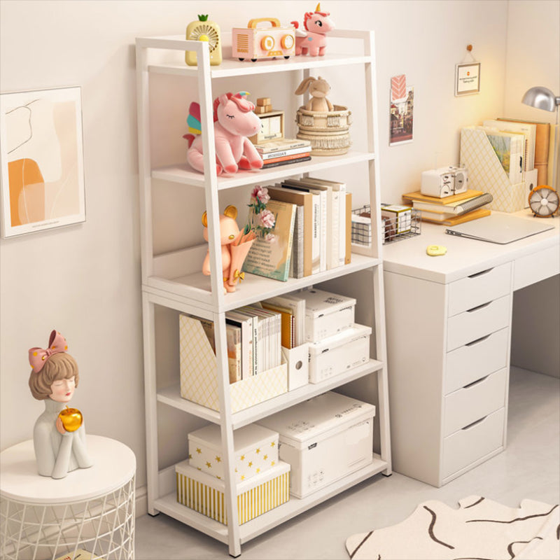 Engineered Wood Bookcase Ladder Contemporary Bookshelf with Shelves