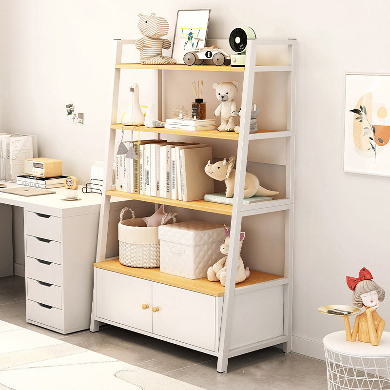 Engineered Wood Bookcase Ladder Contemporary Bookshelf with Shelves