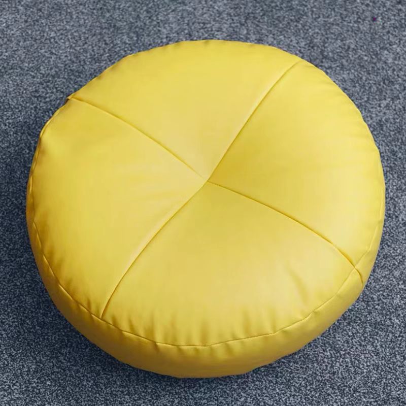 Modern Pouf Ottoman Leather Upholstered Solid Color Round Ottoman