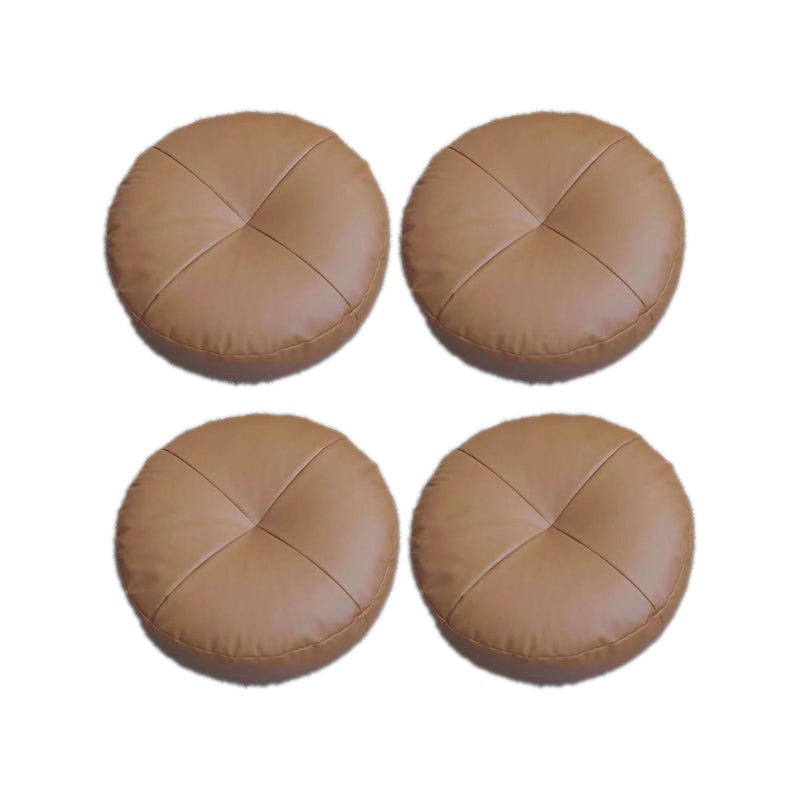 Modern Pouf Ottoman Leather Upholstered Solid Color Round Ottoman