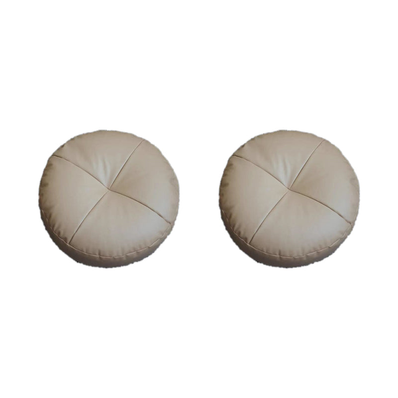 Modern Pouf Ottoman Leather Upholstered Solid Color Round Ottoman