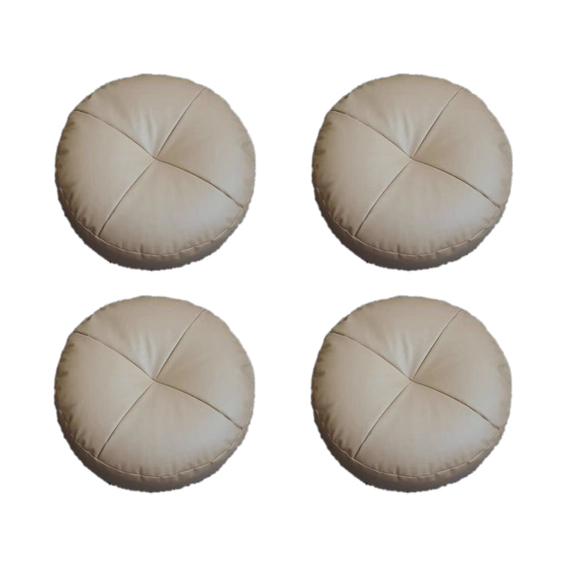 Modern Pouf Ottoman Leather Upholstered Solid Color Round Ottoman
