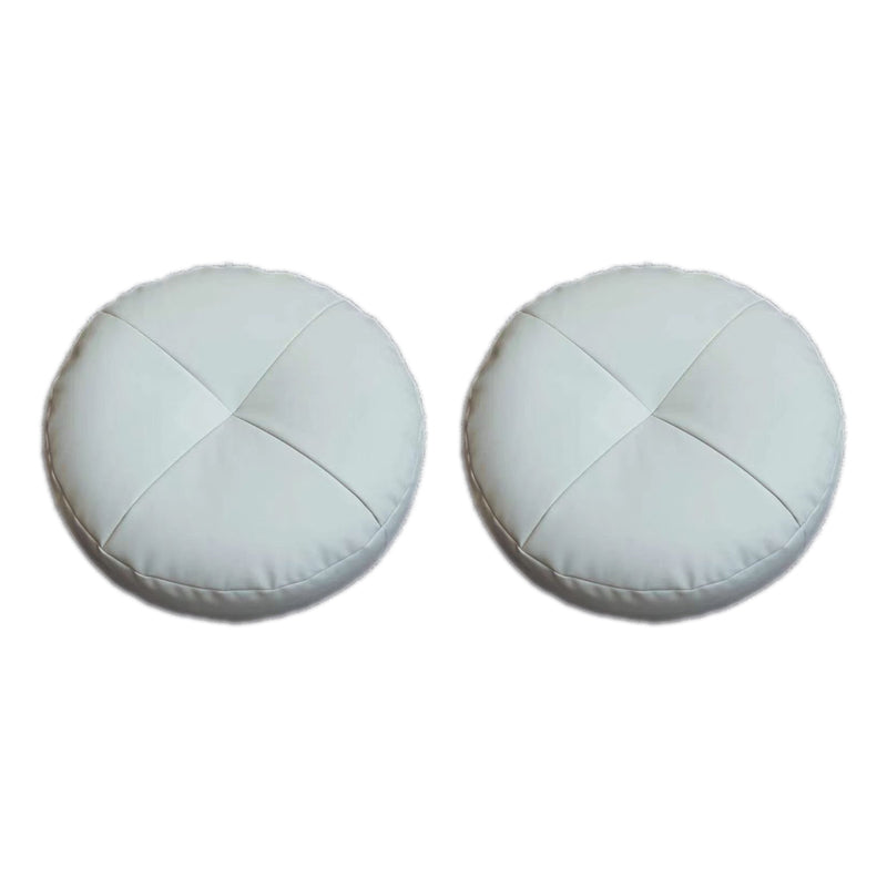 Modern Pouf Ottoman Leather Upholstered Solid Color Round Ottoman