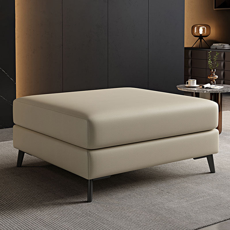 Rectangular Contemporary Ottoman Leather Foot Stool with Black Legs